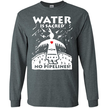 Water Is Sacred No Pipelines T-shirt Dark Heather