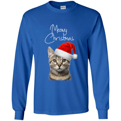Cat Lovers T-shirt Merry Christmas Royal