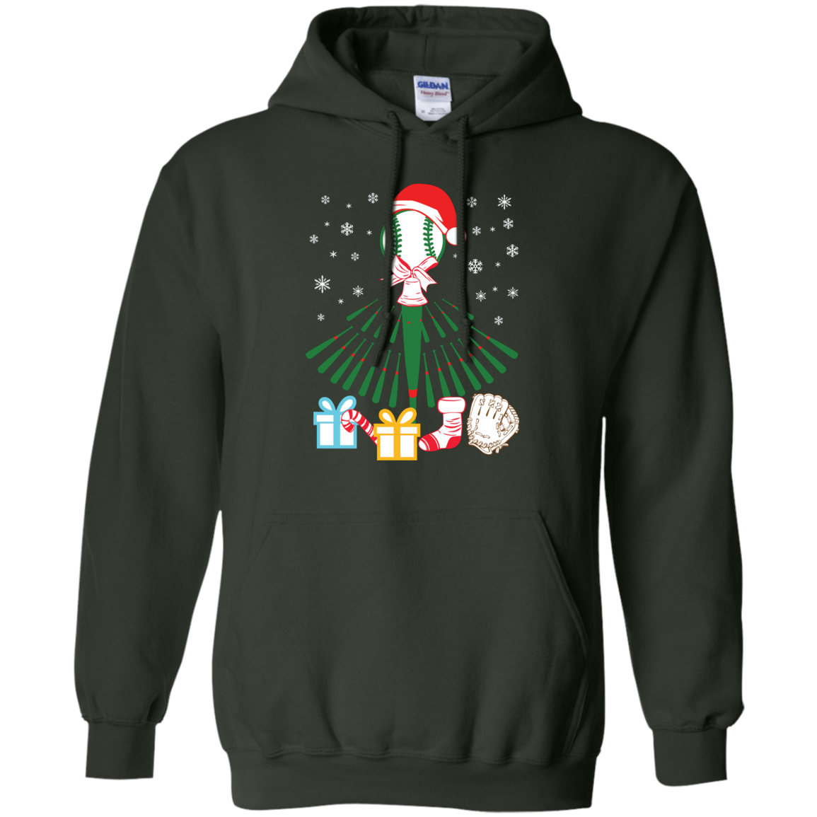 Baseball Christmas T-Shirt Forest Green