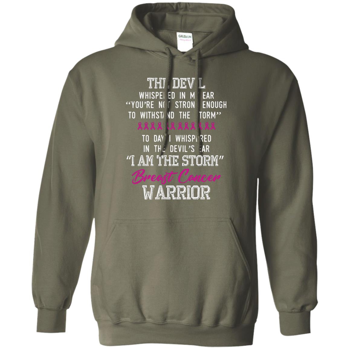 Breast Cancer Warrior T-shirt I Am The Storm Breast Cancer Warrior With Pink Ribbons Military Green