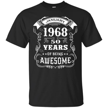50th Birthday T-shirt Born In January 1968 Black