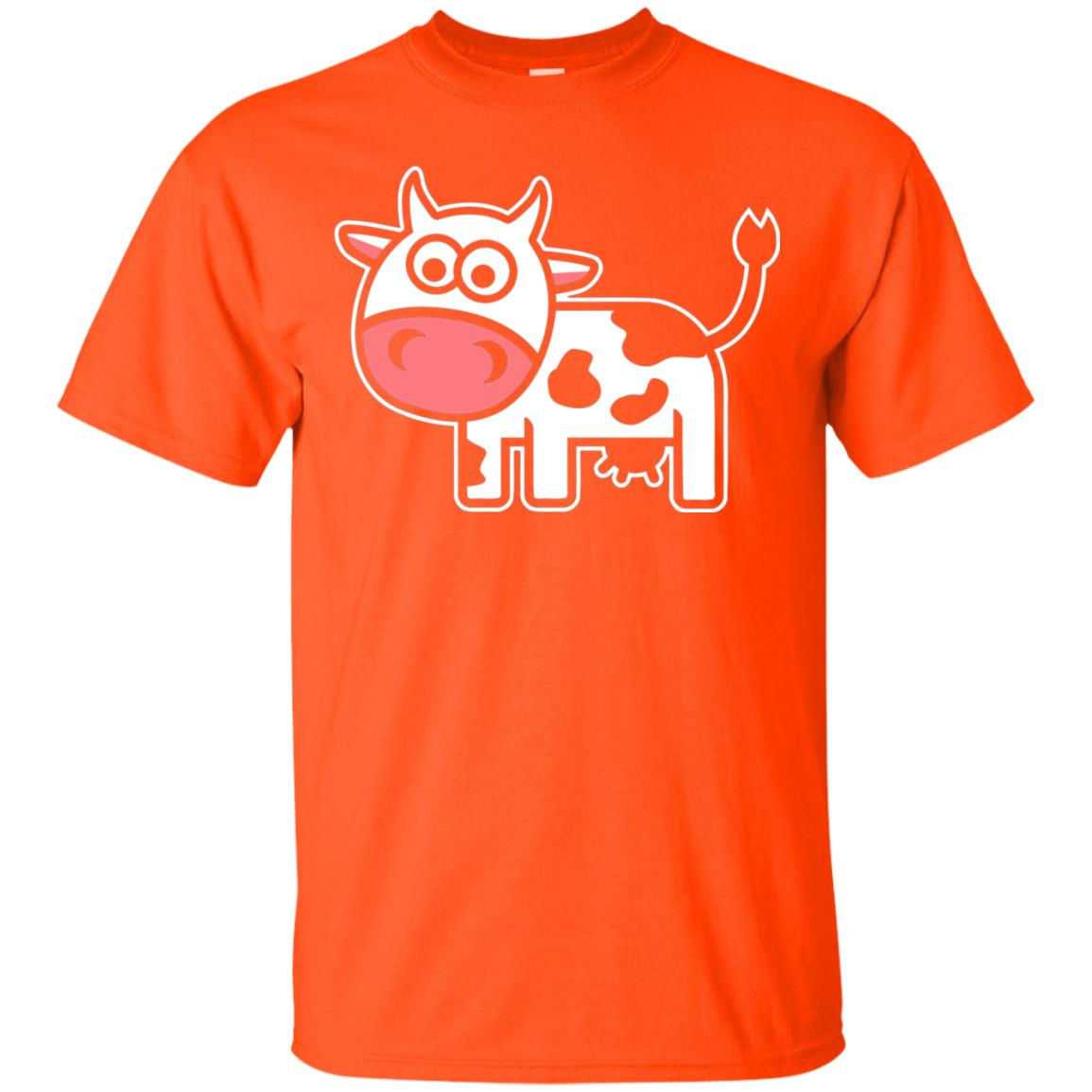 Cute Comic Cow Lover T-shirt Orange