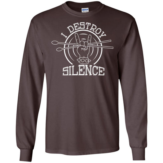 Drummer T-shirt I Destroy Silence Dark Chocolate