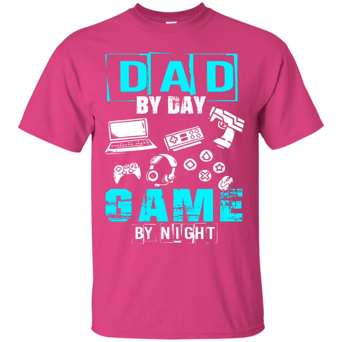 Dad By Day Gamer By Night Gamer T-shirt Heliconia