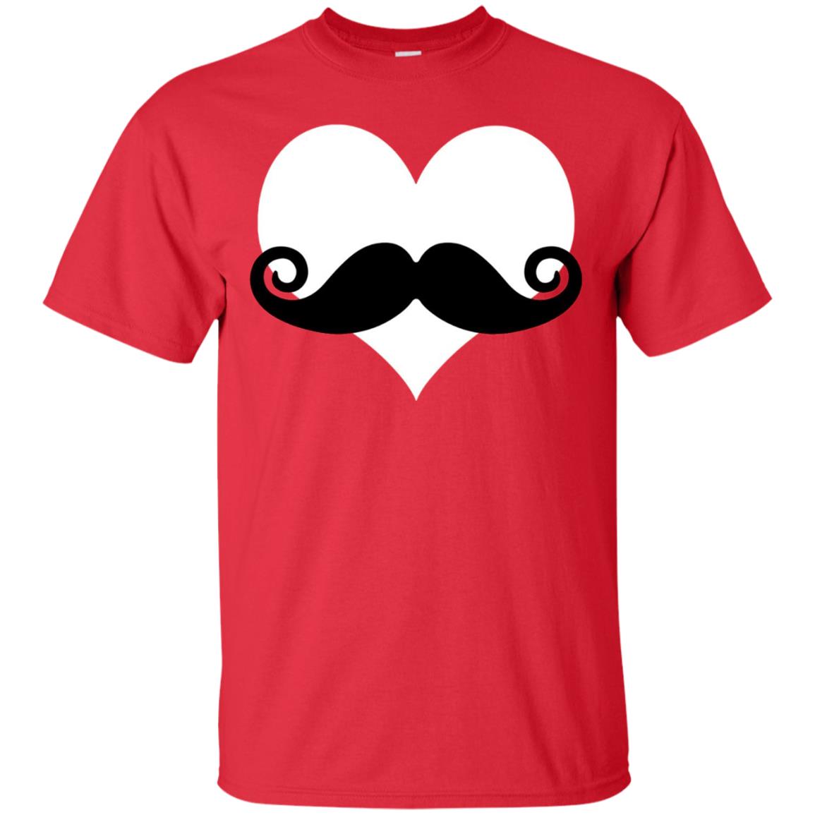 Mustache Heart Valentines Day T-shirt Red