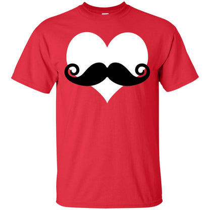 Mustache Heart Valentines Day T-shirt Red