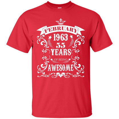55th Birthday Shirt Awesome Born In February 1963 55 Years Of Being Awesome Red