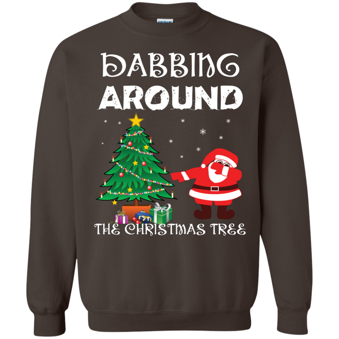Christmas T-Shirt Dabbing Around The Christmas Tree Dark Chocolate