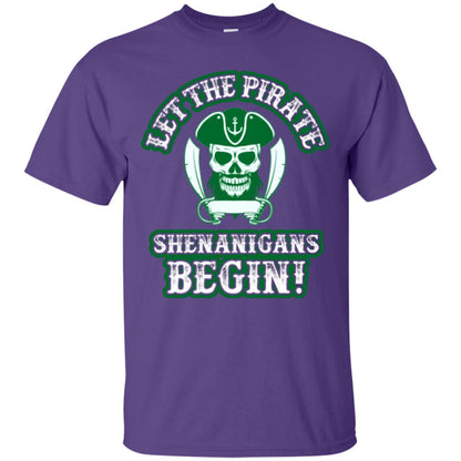 Saint Patrick's Day T-shirt Let The Pirate Shenanigans Begin Purple