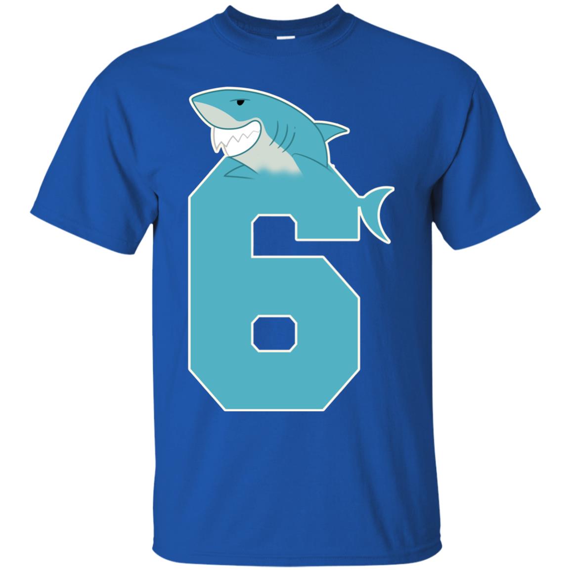 6th Birthday Shark Party Shirt Royal