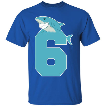 6th Birthday Shark Party Shirt Royal