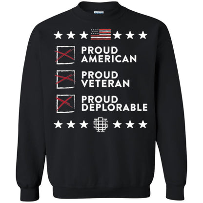 American T-shirt Proud American, Proud Veteran, Proud Deplorable Black