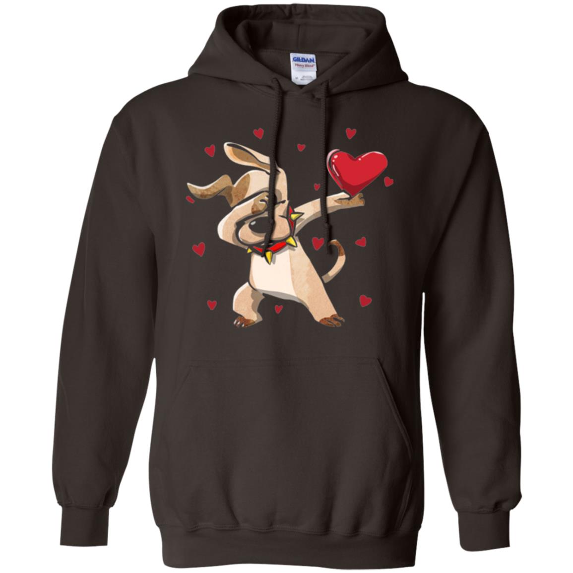 Funny Dabbing Dog Valentine_s Day T-shirt Dark Chocolate