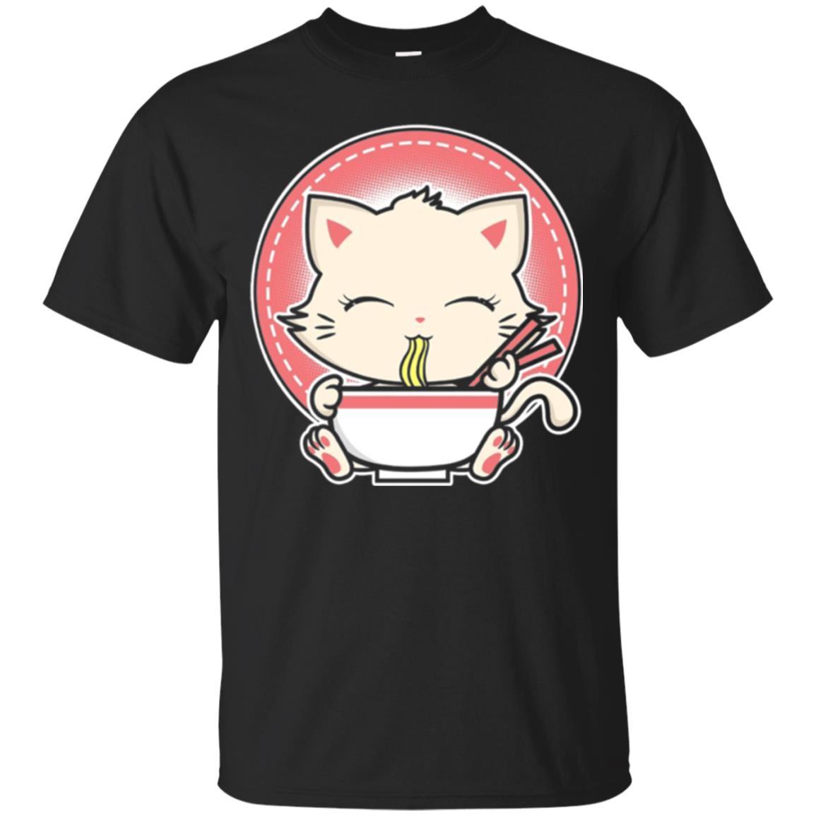 Anime T-shirt Kawaii Japanese Cat Ramen