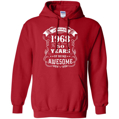50th Birthday T-shirt Born In January 1968 Red