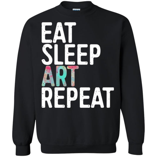 Art Lover T-shirt Eat Sleep Art Repeat Black