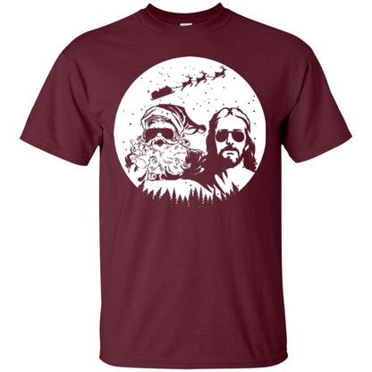 Christmas T-shirt Jesus And Santa Claus Maroon