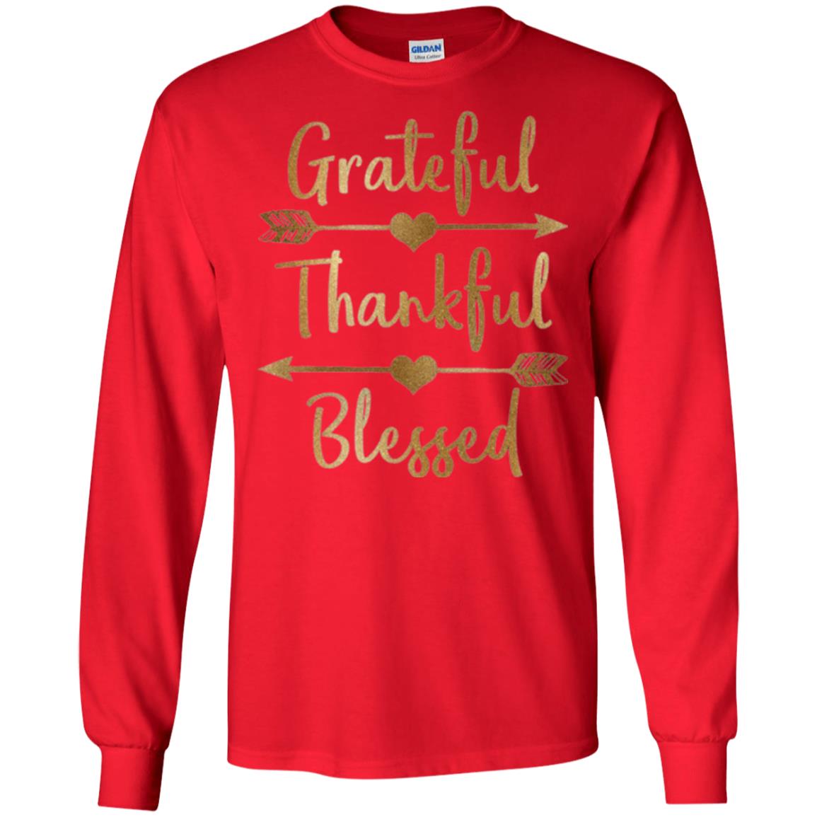 Thanksgiving T-shirt Grateful Thankful Blessed Red