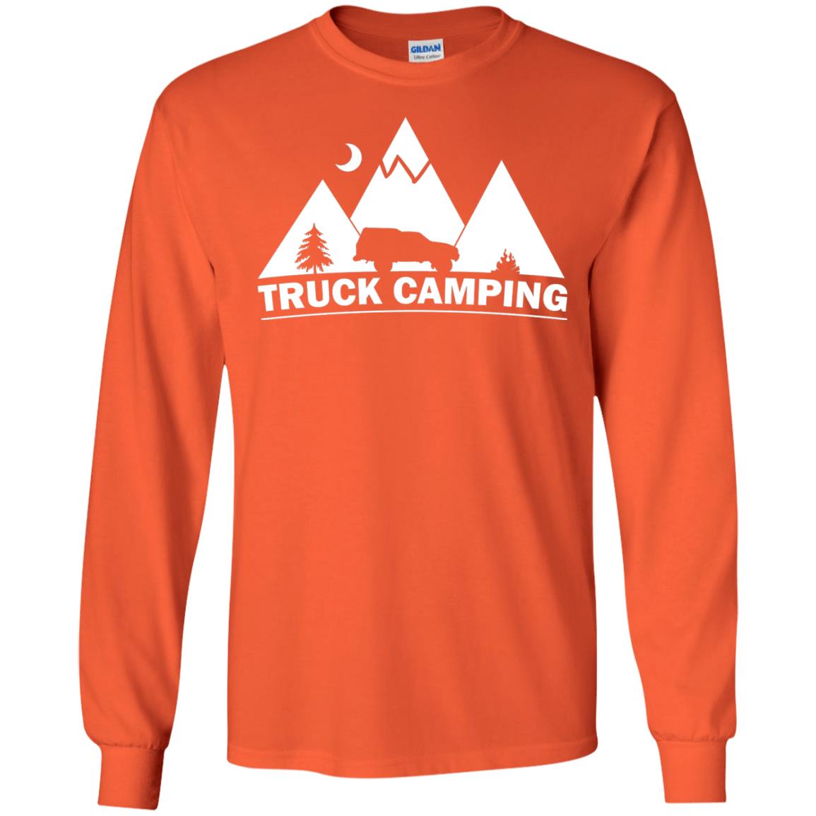 Truck Camping Night Landscape And Adventures T-shirt Orange