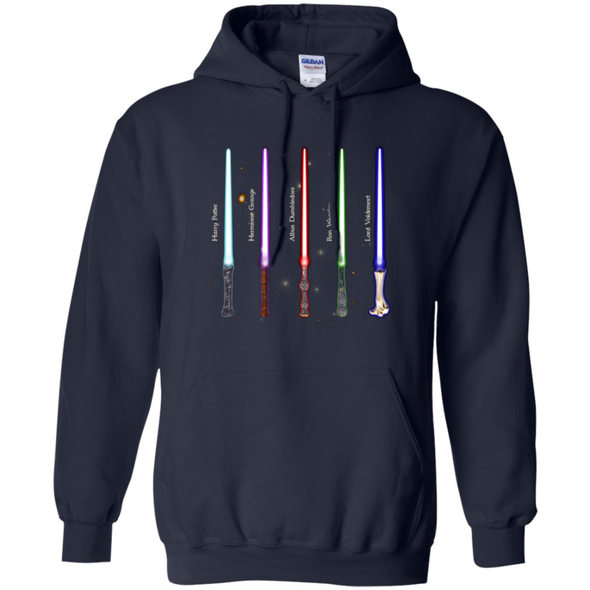Harry Potter Lightsaber Wands Movie Fan T-shirt Navy