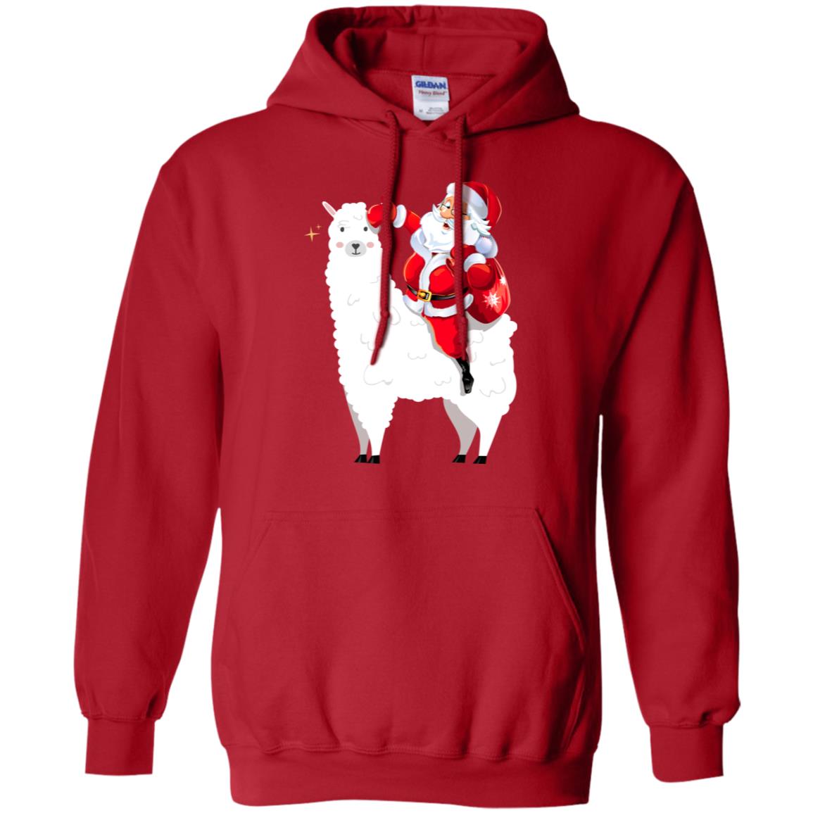 Alpaca Llama And Santa Claus X-mas Gift Shirt Red