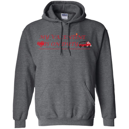 My Valentine Is On Duty Firefighter's Girlfriend Shirt Dark Heather