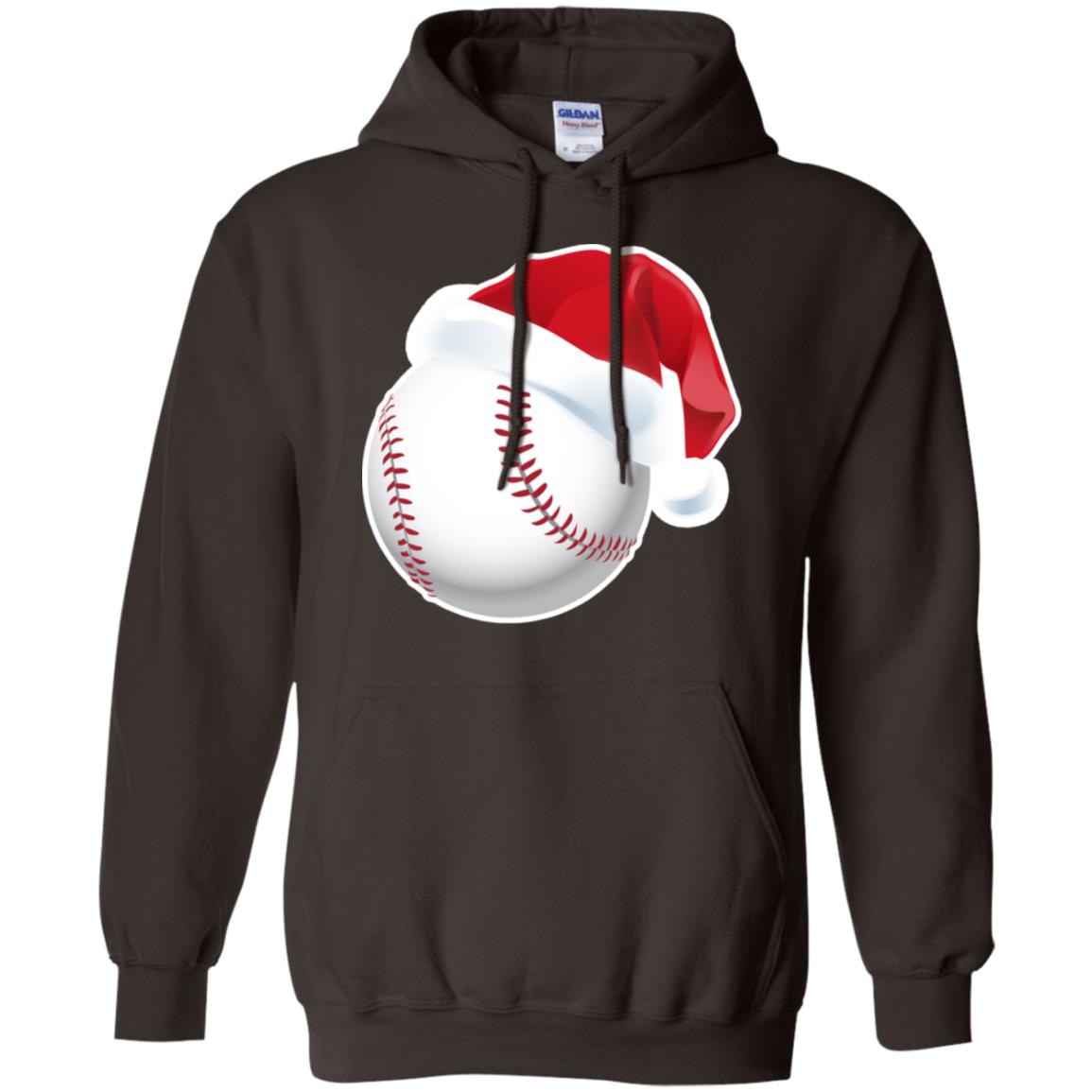 Baseball With Santa Claus Hat X-mas Shirt For Baseball Lovers Dark Chocolate