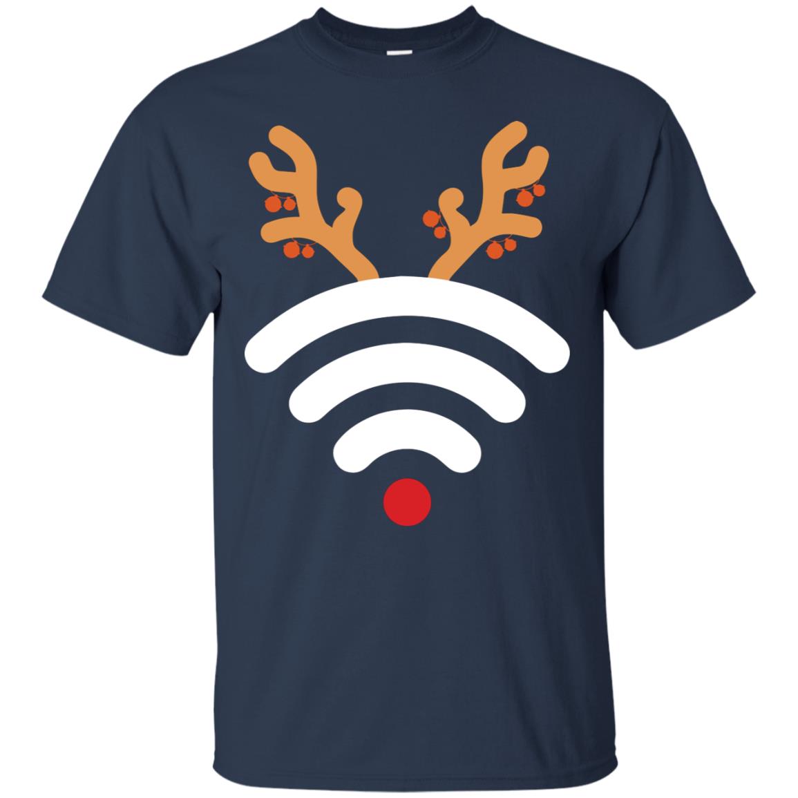 Wifi Signal Symbol Icon Reindeer X-mas Gift Shirt For Mens Womens Navy