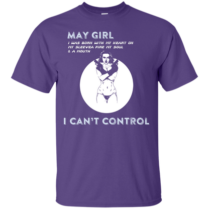 May Girl I Was Born With My Heart T-shirt Purple