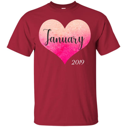 Pregnancy Reveal Announcement Party January 2019 Shirt Cardinal