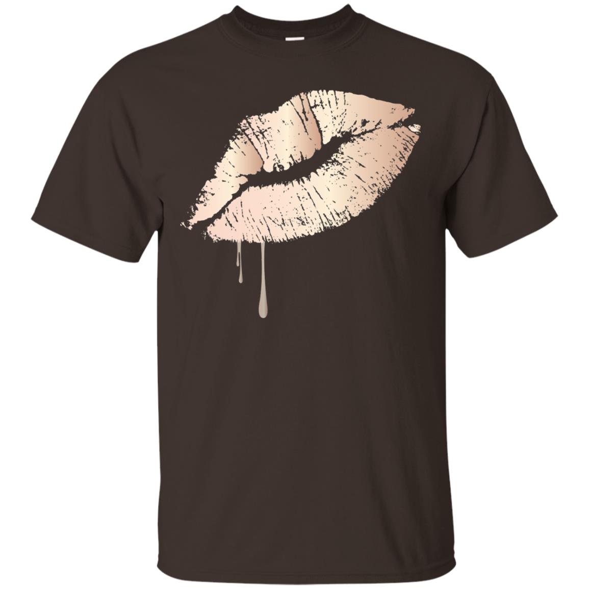 Rose Gold Dripping Lips T-shirt Dark Chocolate