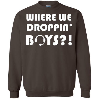 Where We Dropping Boys Gamer Shirt Dark Chocolate