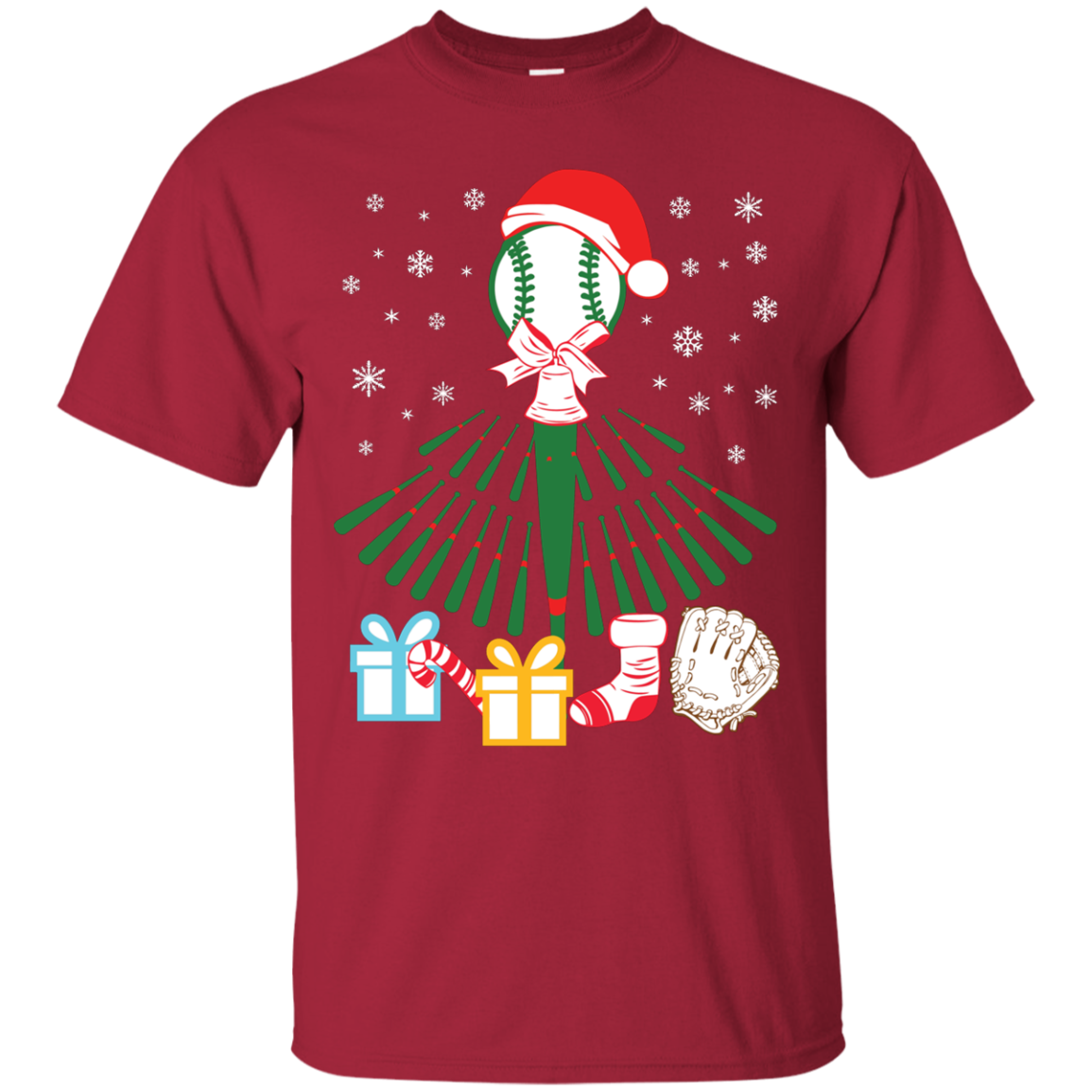 Baseball Christmas T-Shirt Cardinal