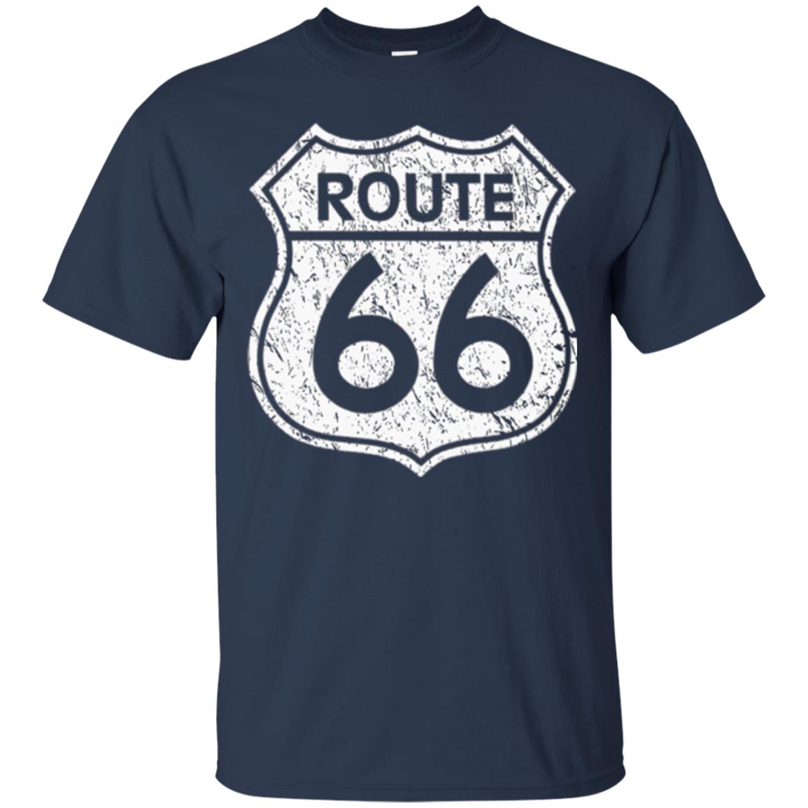 Historical Route 66 Distressed Vintage Look T-shirt Navy