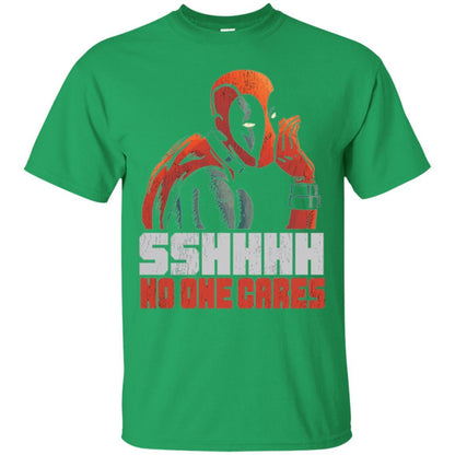 Marvel Deadpool T-shirt Sshhhh No One Cares Whisper Graphic Irish Green