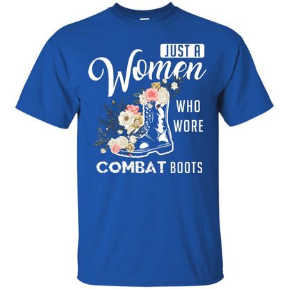 Just A Women Who Wore Combat Boots Female Veteran T-shirt Royal