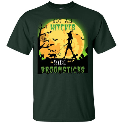 Not All Witches Ride Broomsticks Witches Walk With Cat Funny Halloween Shirt Forest