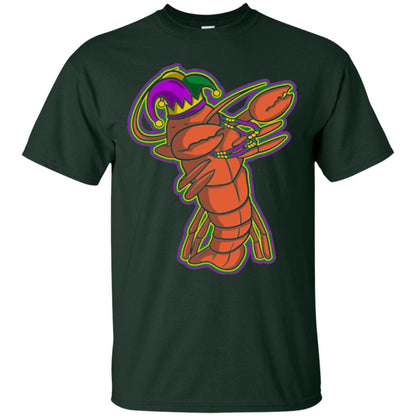 Dabbing Mardi Gras Crawfish T-shirt Mardi Gras Gift Shirt Forest Green