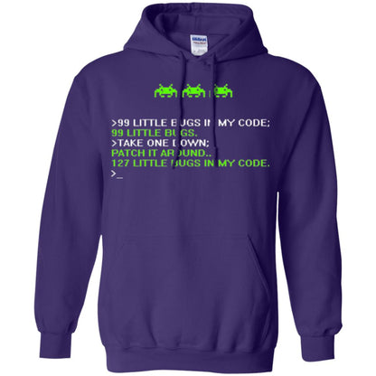 Programmer T-shirt 99 Little Bugs In My Code Purple