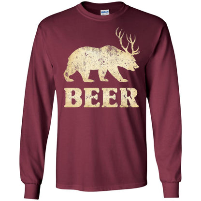 Beer T-shirt Vintage Bear Deer Maroon