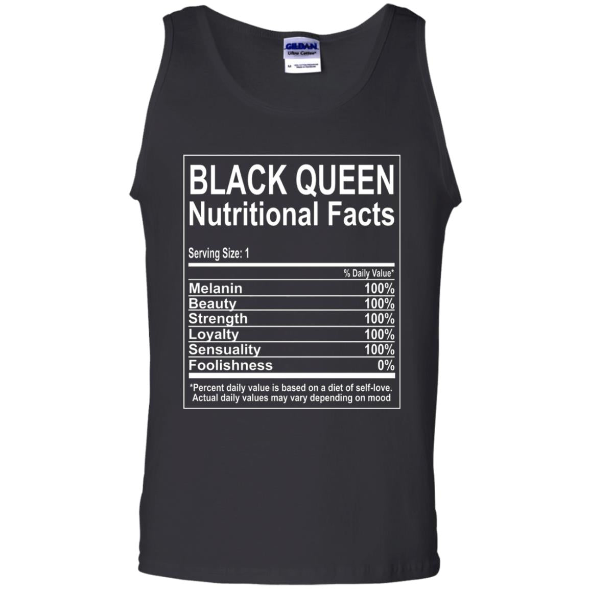 Black Queen Nutritional Facts T-shirt Self Love Black