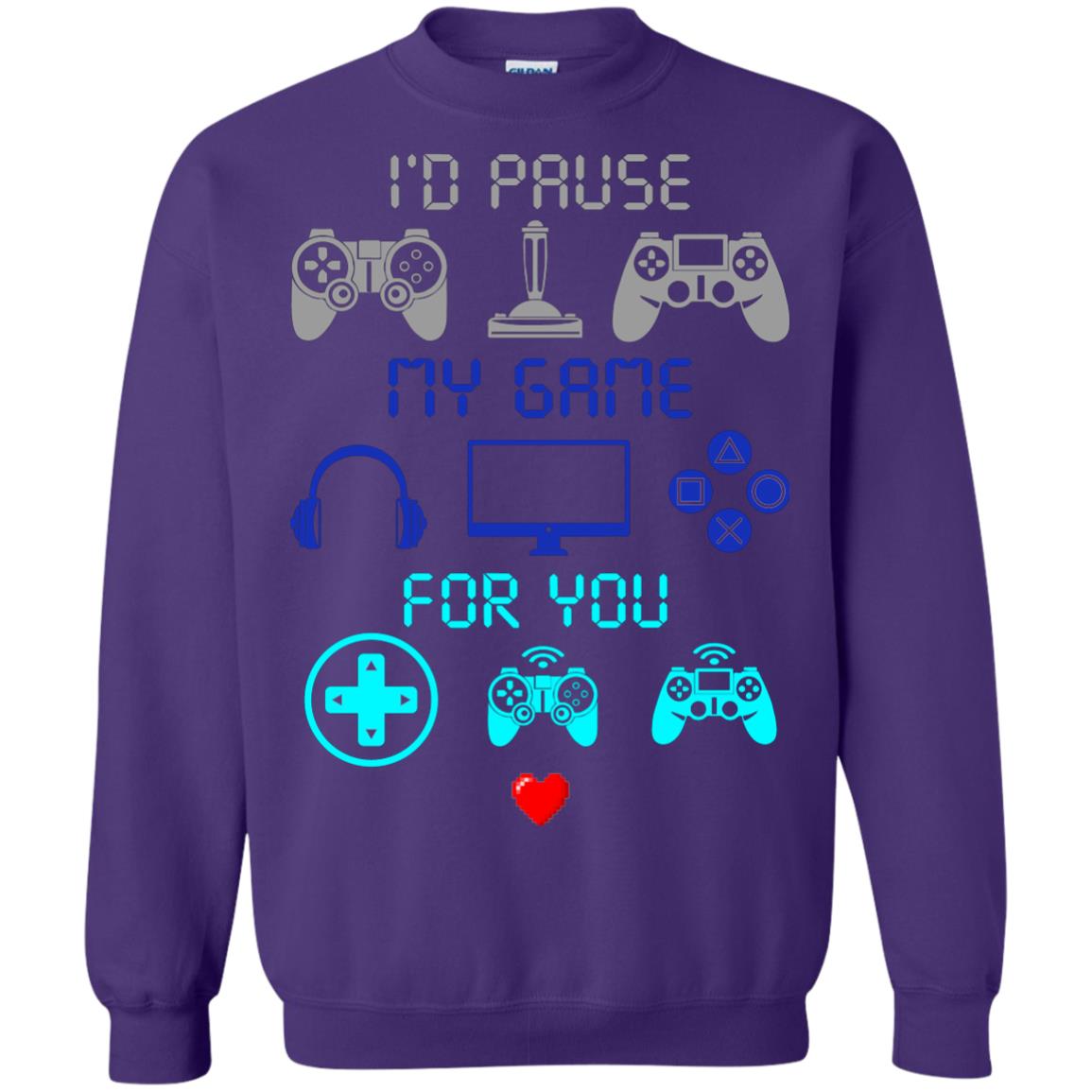 Gamer T-shirt I'd Pause My Game For You Purple