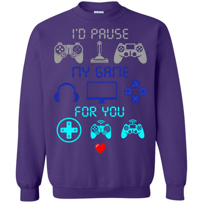 Gamer T-shirt I'd Pause My Game For You Purple
