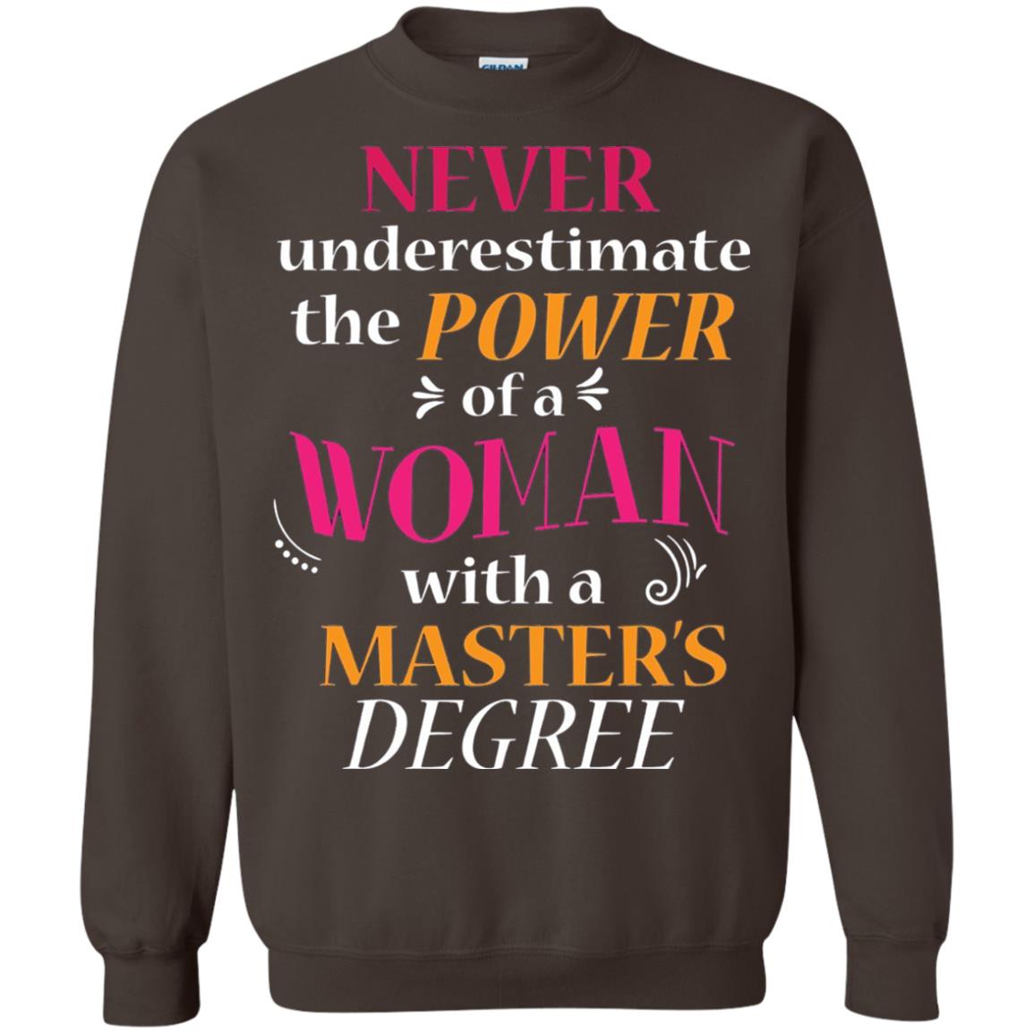 Funny Masters Degree T-shirt Never Underestimate The Power Dark Chocolate