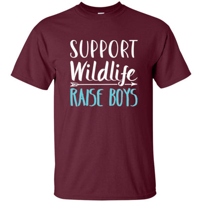 Funny Mother_s Day T-shirt Support Wildlife Raise Boys Maroon