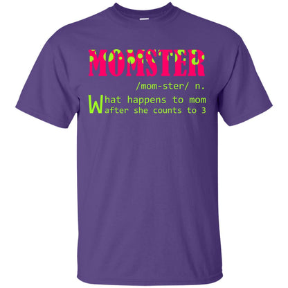 Momster What Happens To Mom After She Counts To 3 Shirt For Mom Purple