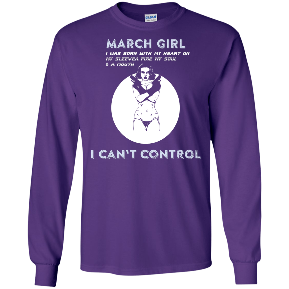 March Girl I Was Born With My Heart T-shirt Purple