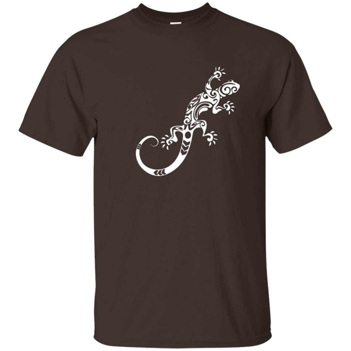 Tribal Lizard Animal Art Design Tattoo Gecko Shirt Dark Chocolate