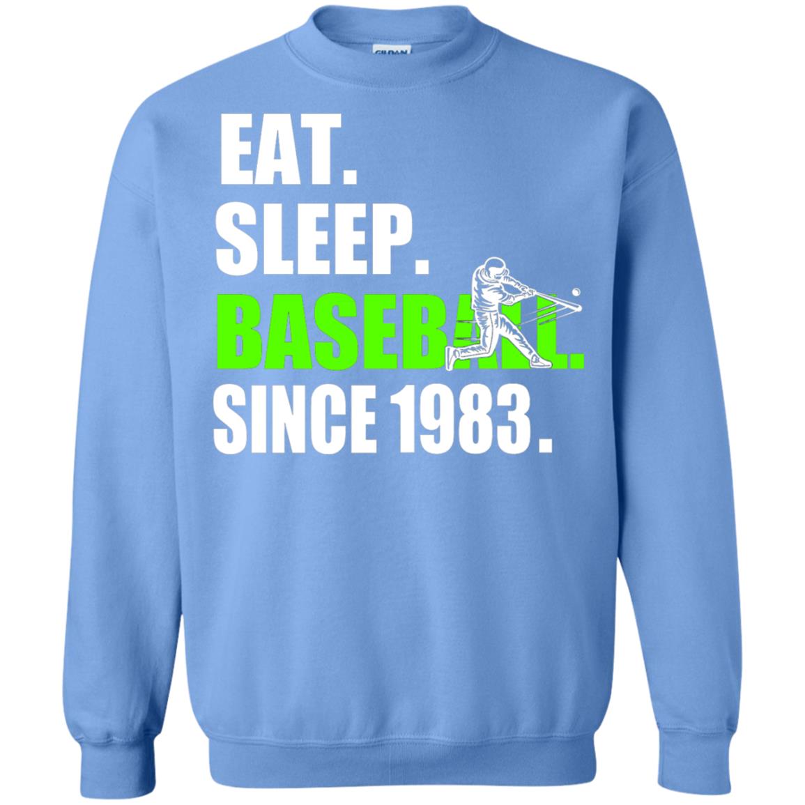 Eat Sleep Baseball Since 1983 35th Birthday Shirt Carolina Blue