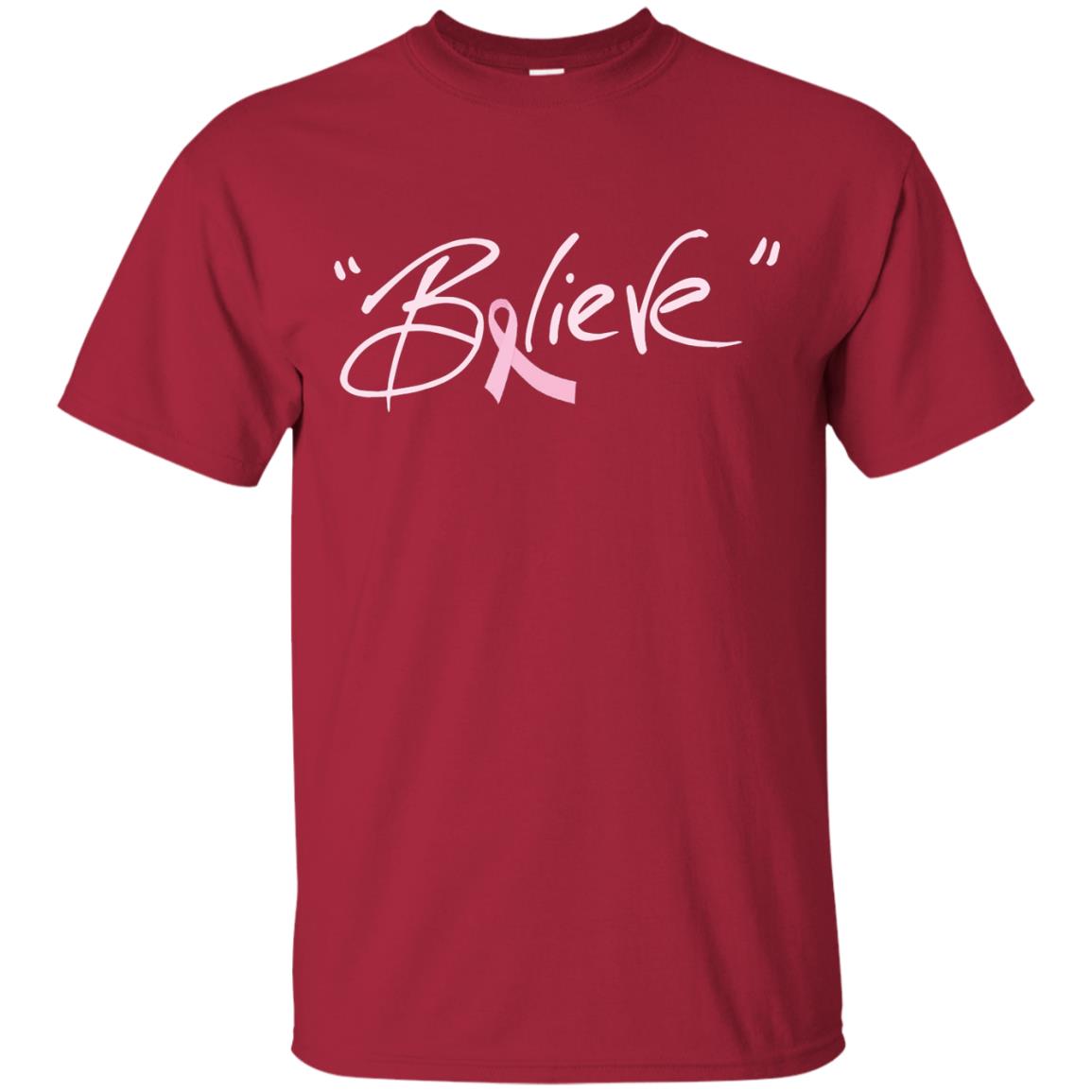 Breast Cancer Awareness Shirt Pink Ribbon Believe Cardinal